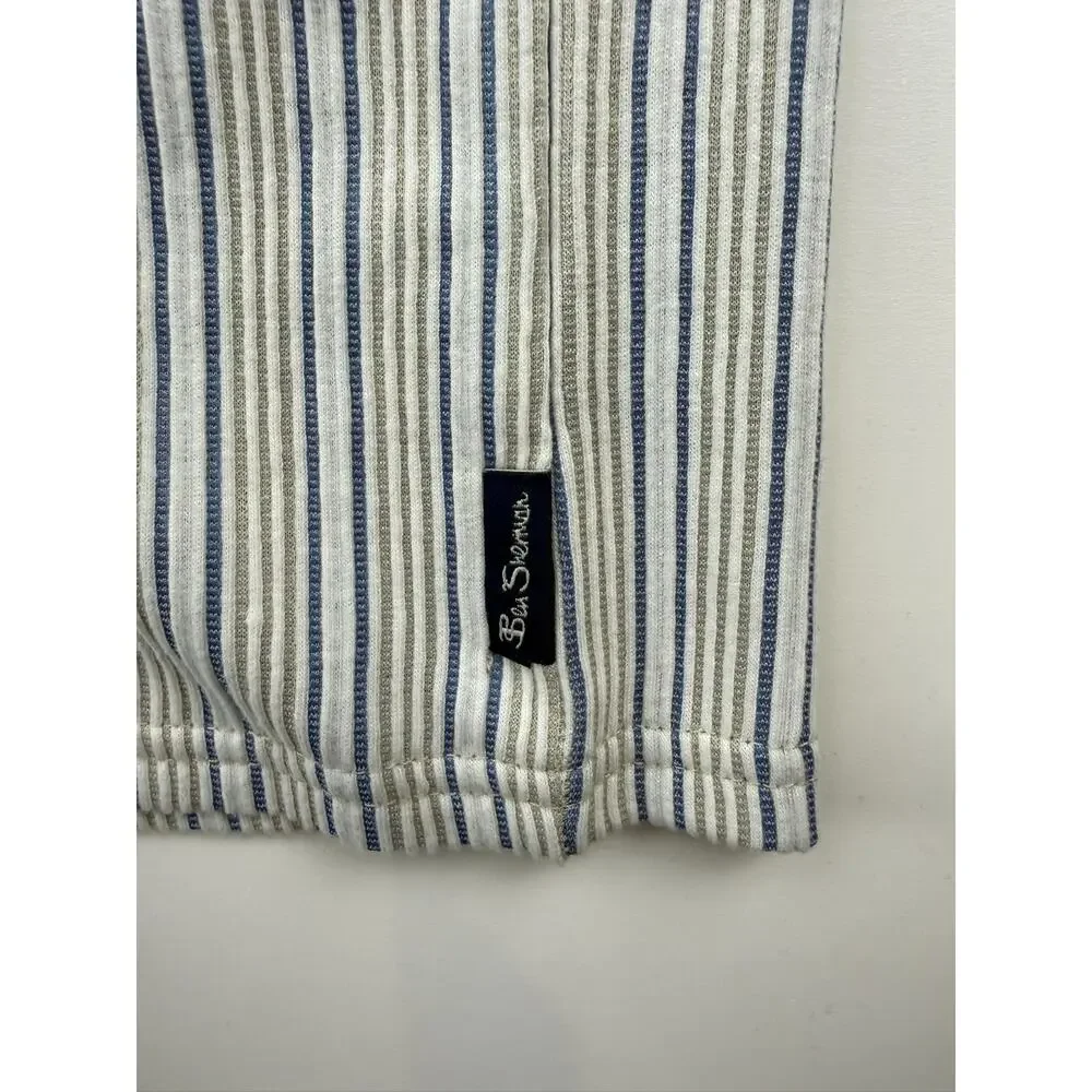 NWT Ben Sherman Boys 2 Piece Set Striped Button Up Shirt Shorts Outfit Gray Blue